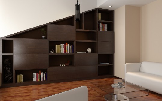 Libreria mansardata Libreria mansardata rovere tinto wenghe